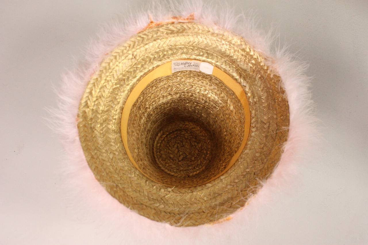 1960's Happy Cappers Pink Marabou Feather Hat 1