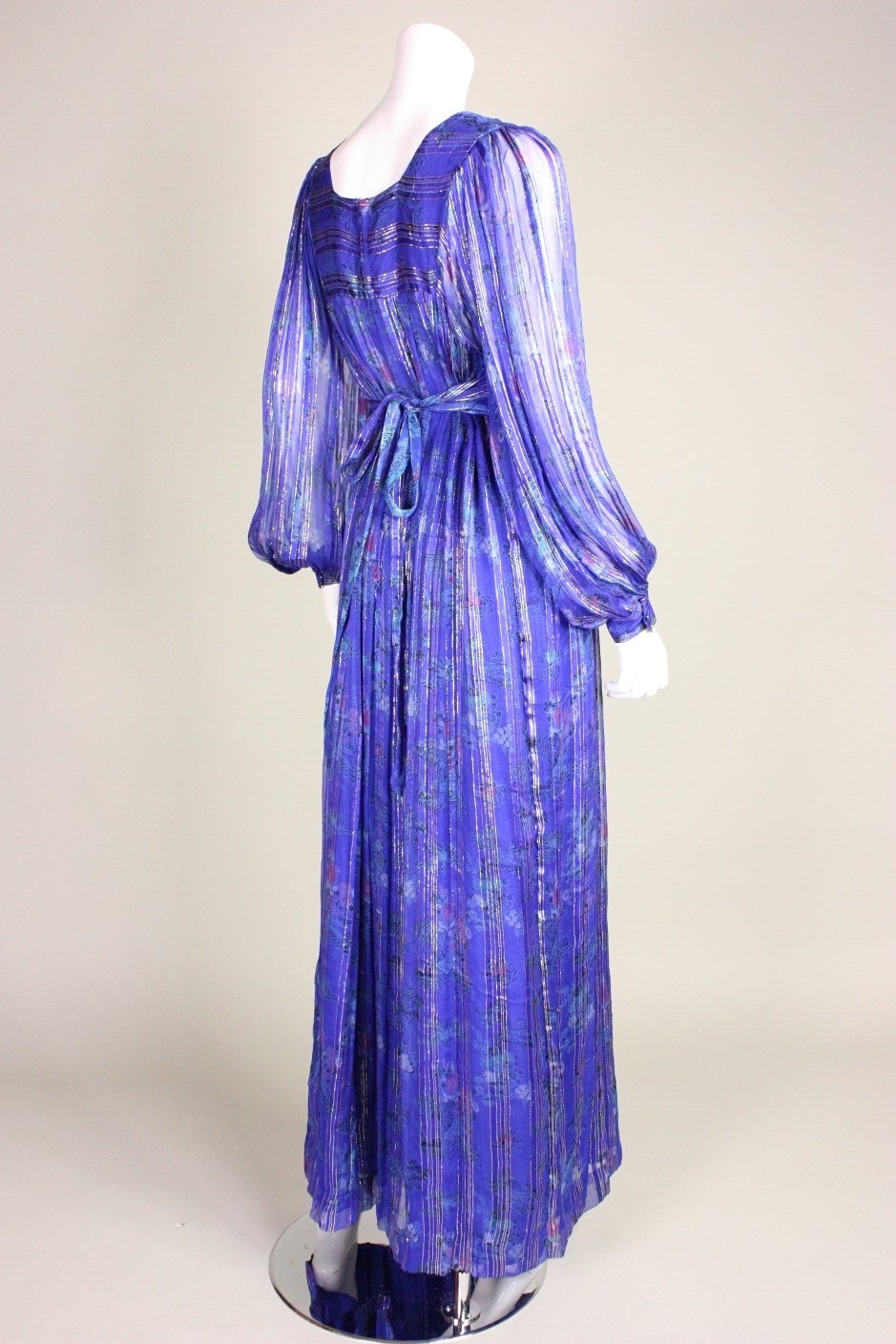 Women's 1970's Raksha Silk Chiffon Maxi Dress