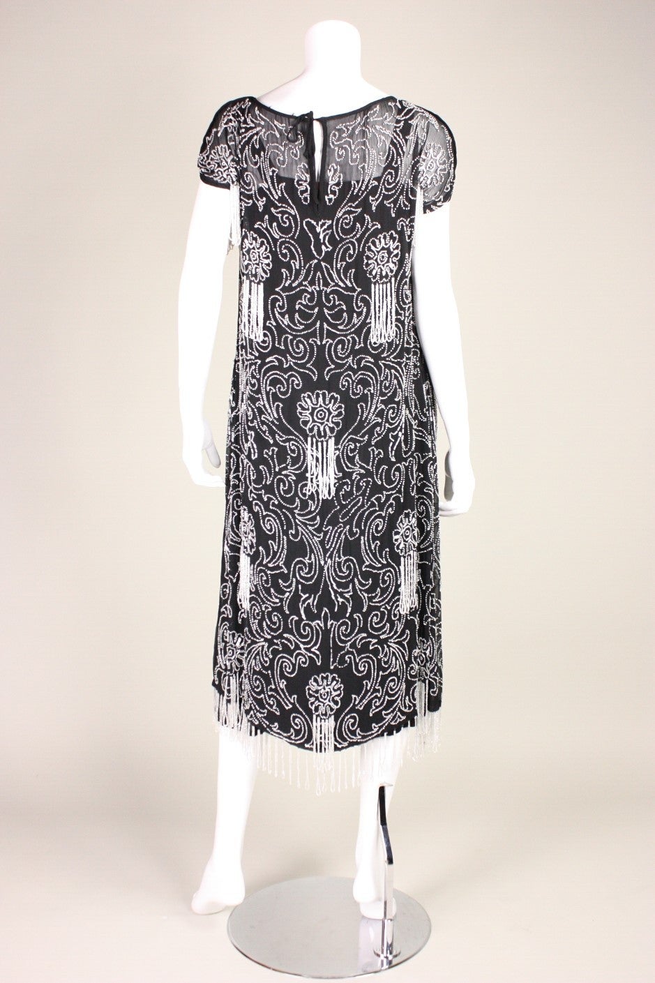 Women's 1920's Art Deco Beaded Chiffon Dress For Sale