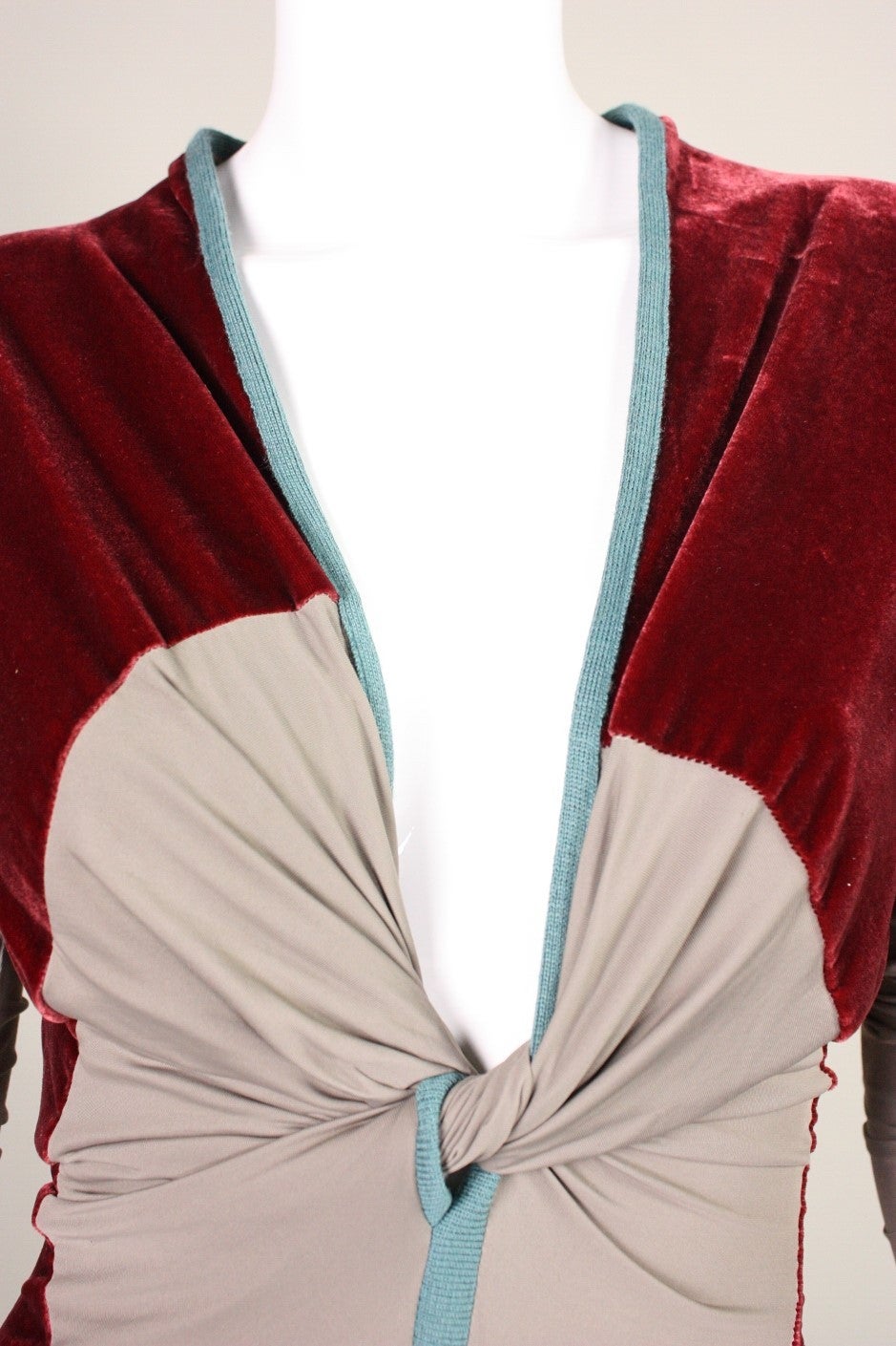 Jean Paul Gaultier Velvet Dress with Plunging Neckline For Sale 2