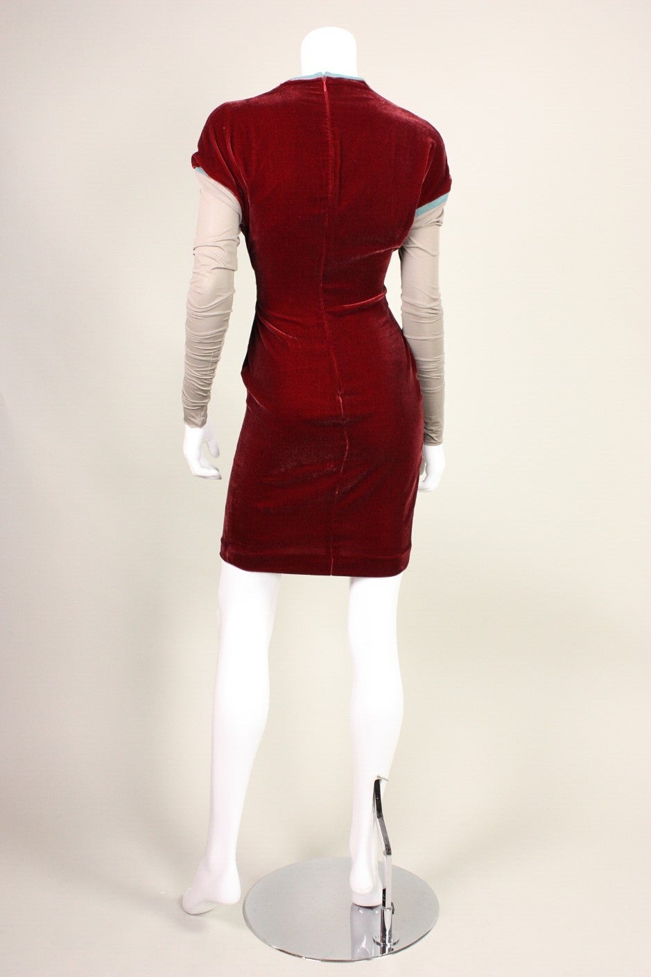 Jean Paul Gaultier Velvet Dress with Plunging Neckline For Sale 1