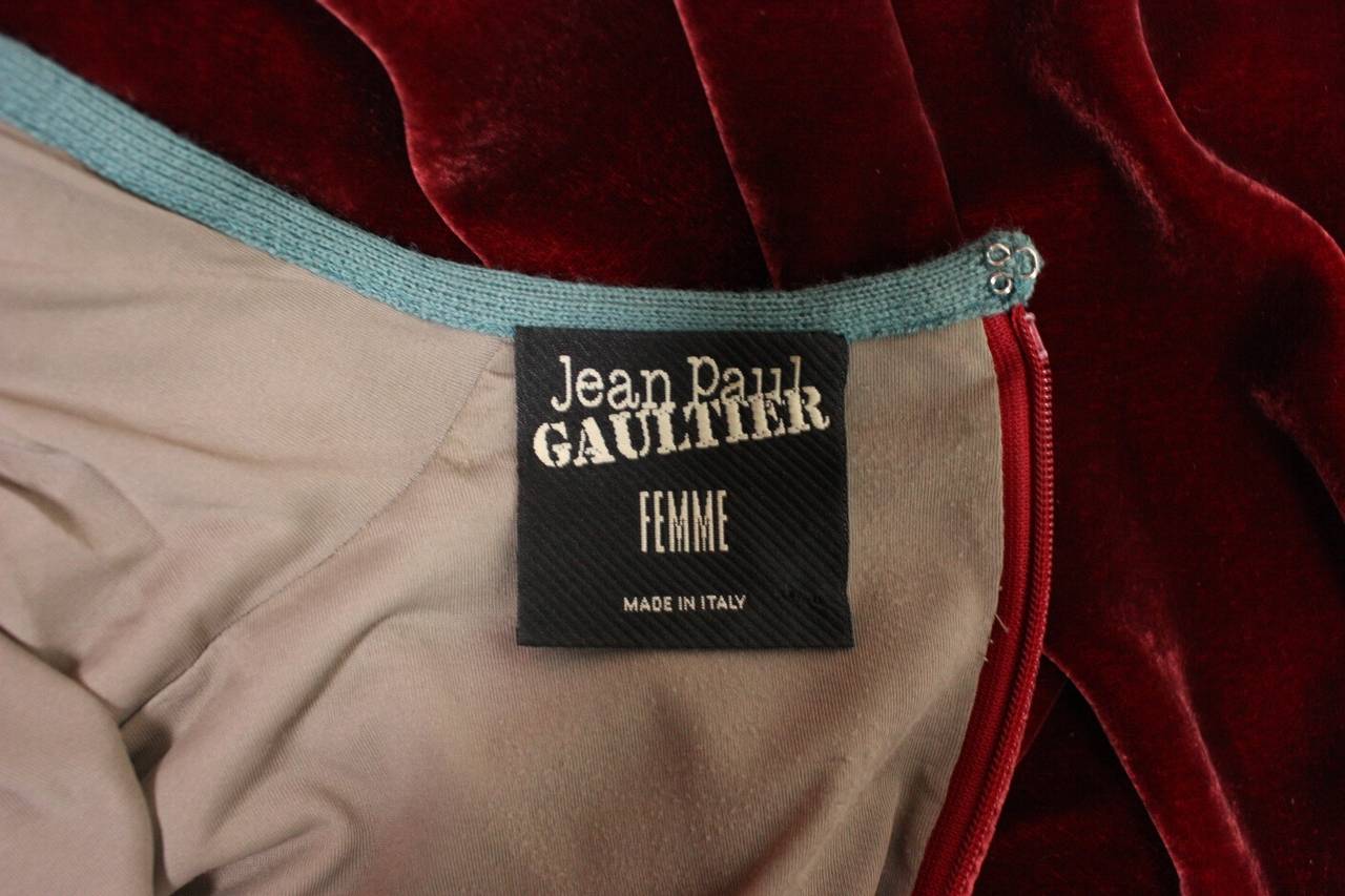 Jean Paul Gaultier Velvet Dress with Plunging Neckline For Sale 4