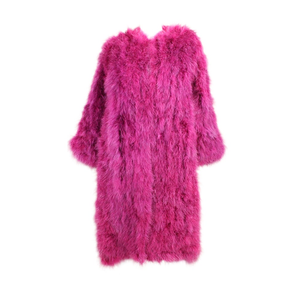 Plum Marabou Feather Coat at 1stDibs