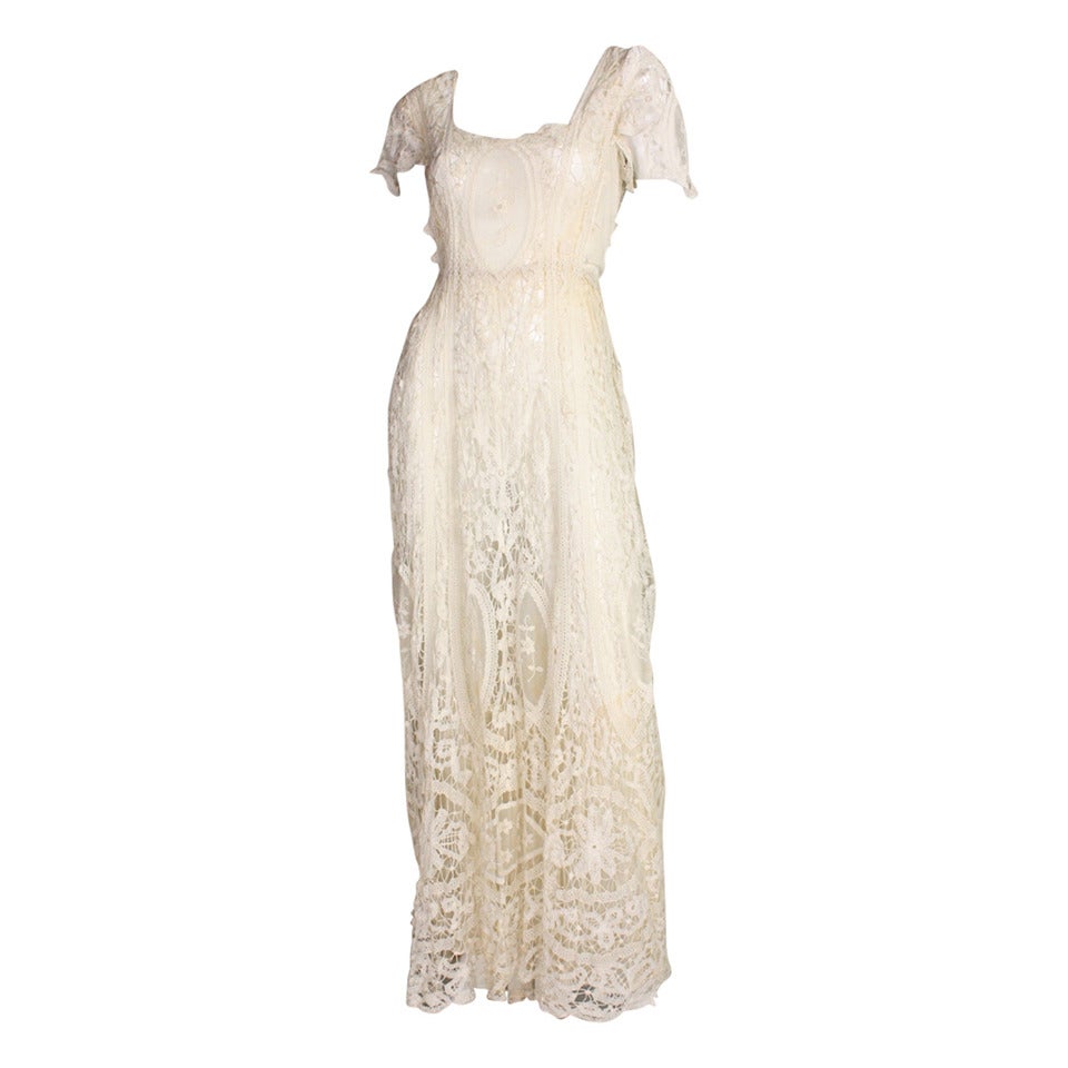 Edwardian Battenburg Lace Dress For Sale