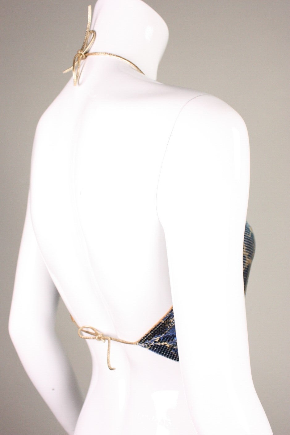 Whiting & Davis Printed Metal Mesh Halter Top In Excellent Condition In Los Angeles, CA