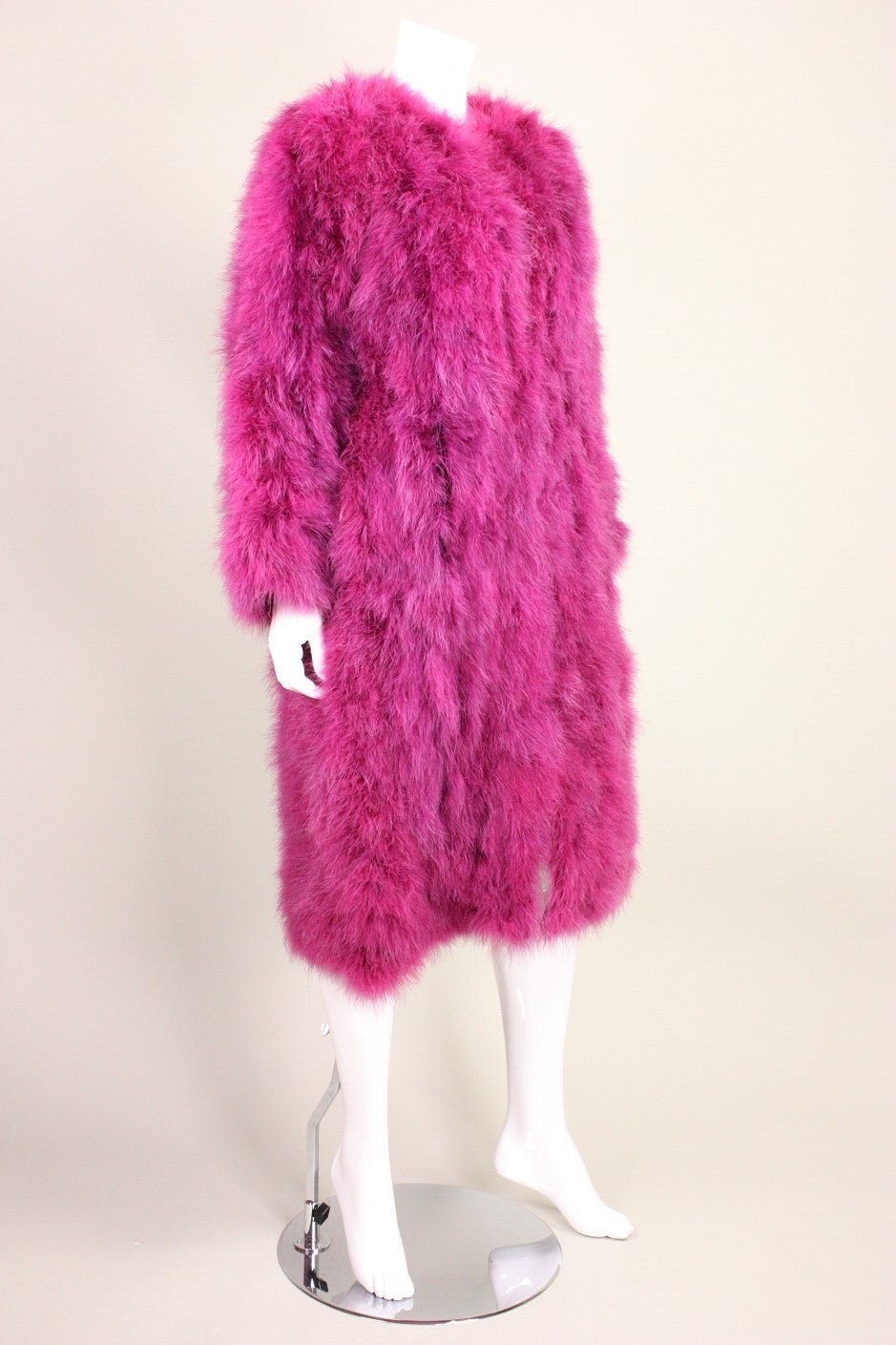 Plum Marabou Feather Coat In Excellent Condition In Los Angeles, CA
