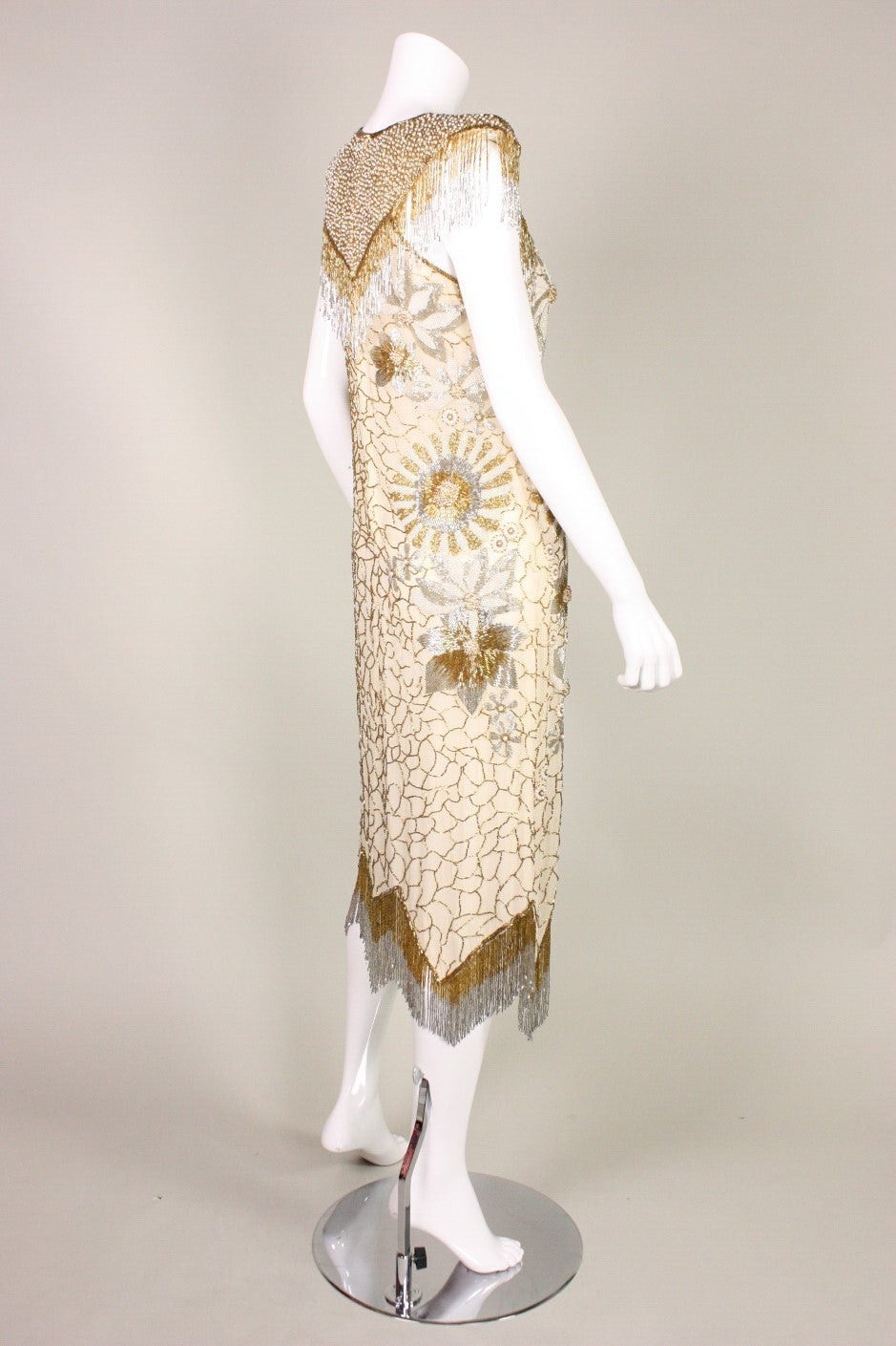 1980's Birgitta Beaded Silk Cocktail Dress In Excellent Condition In Los Angeles, CA