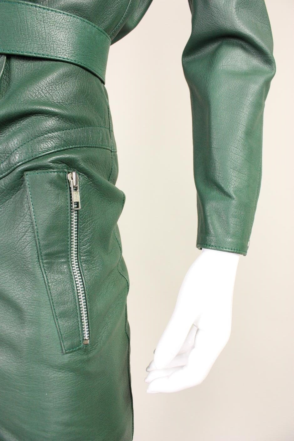 Thierry Mugler Green Leather Mini Dress at 1stDibs