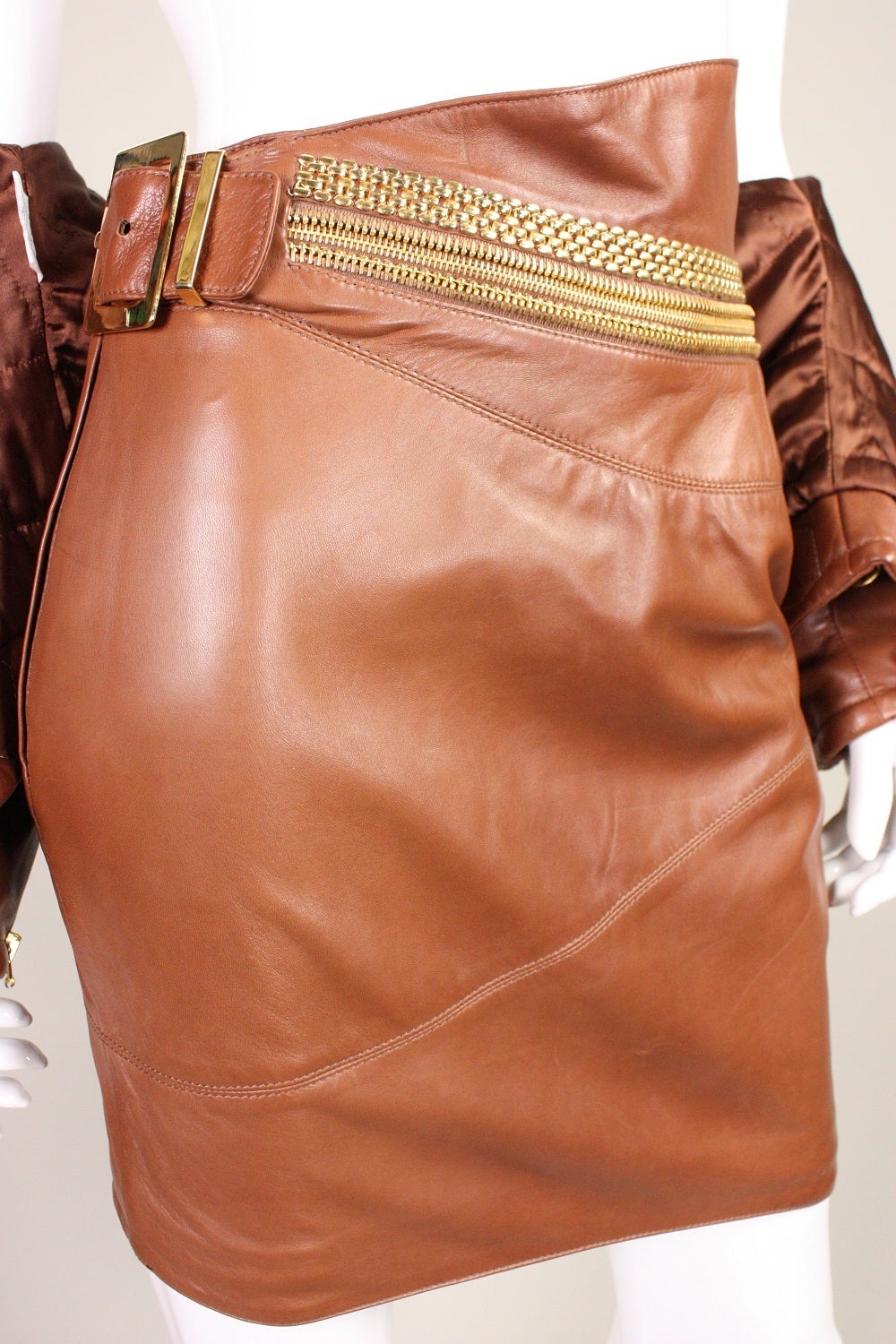 Gianfranco Ferre Leather Suit with Hardware Detail For Sale 4