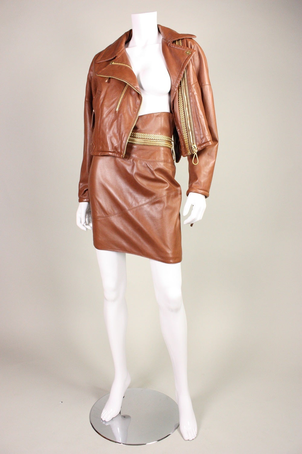 Women's Gianfranco Ferre Leather Suit with Hardware Detail For Sale