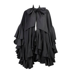 Louis Feraud Ruffled Wool Cape