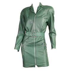 Thierry Mugler Green Leather Mini Dress