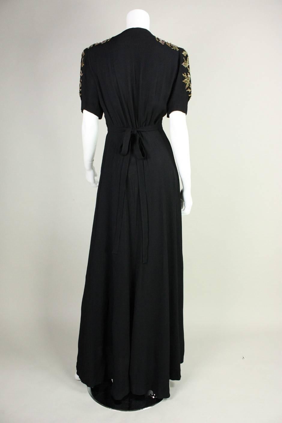 Women's 1940's Crepe Gown with Beaded Bodice
