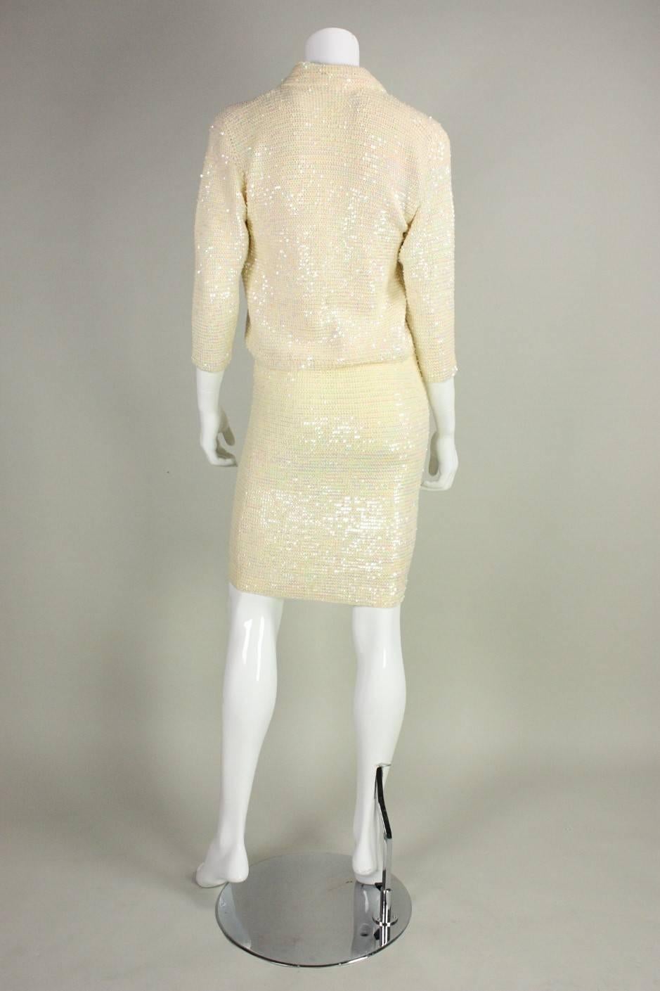 1960's Anna Giovannozzi Sequined Knit Ensemble In Good Condition For Sale In Los Angeles, CA