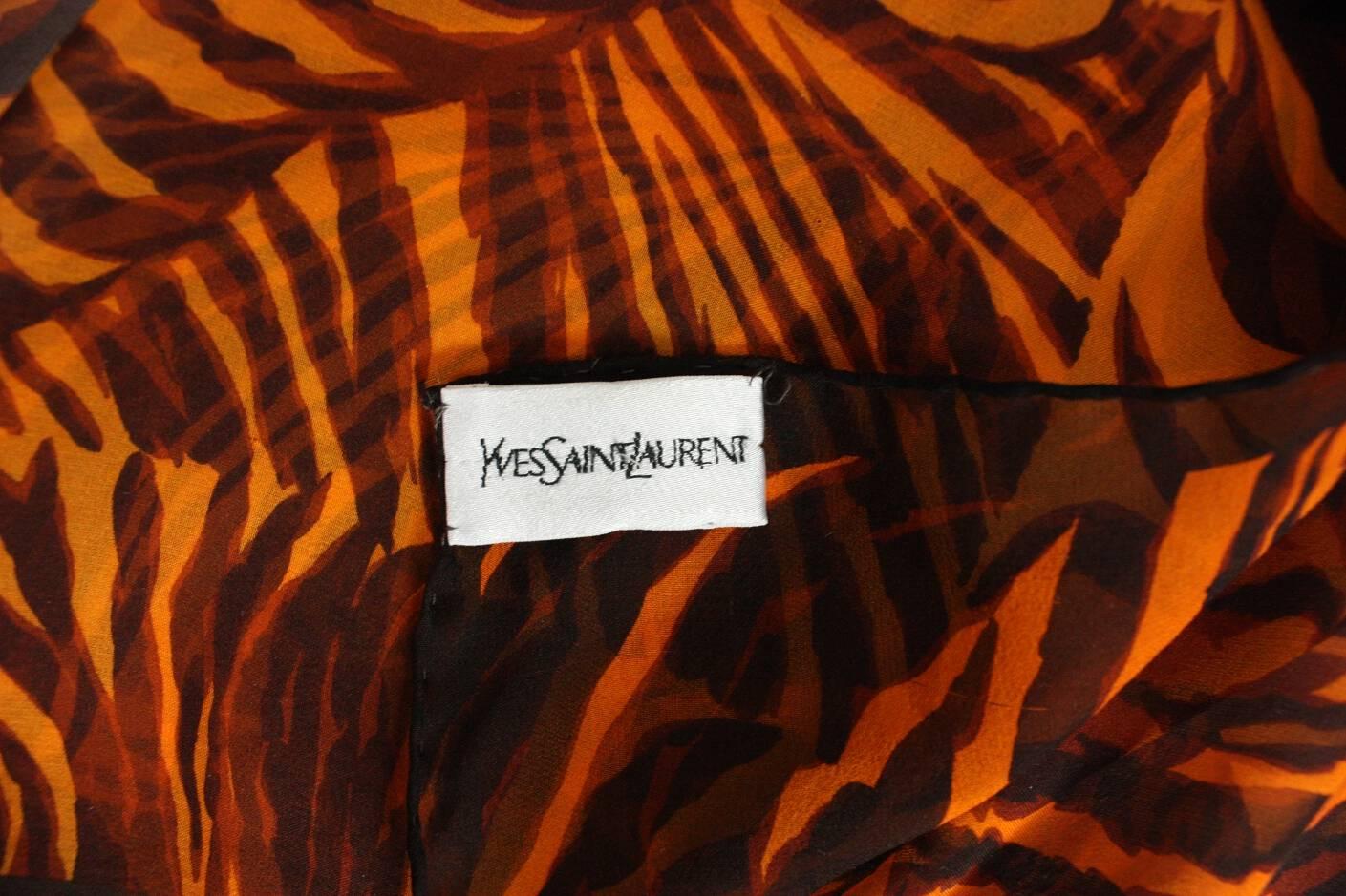 Women's Yves Saint Laurent Chiffon Scarf with Leopard Print For Sale