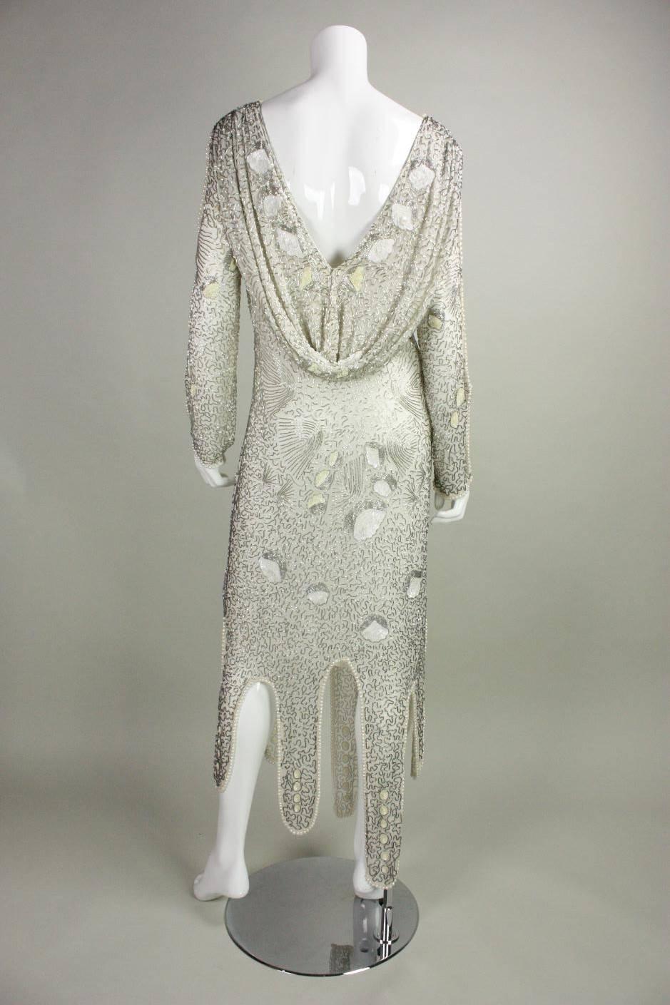 Women's 1980's Allover Beaded Dress with Cowl Back