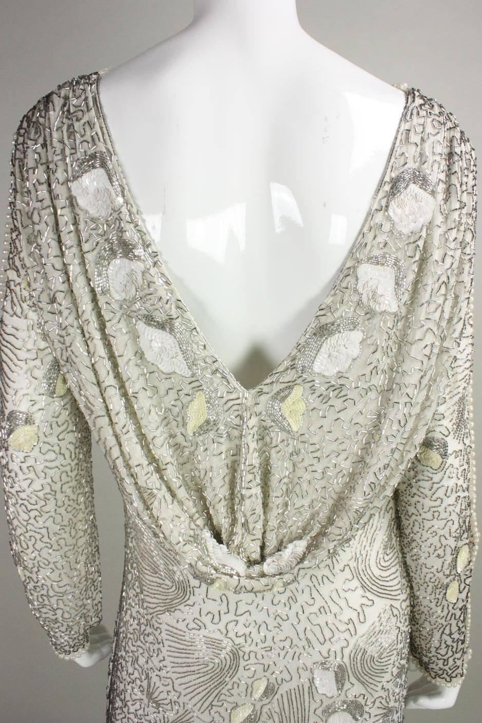 1980's Allover Beaded Dress with Cowl Back 2