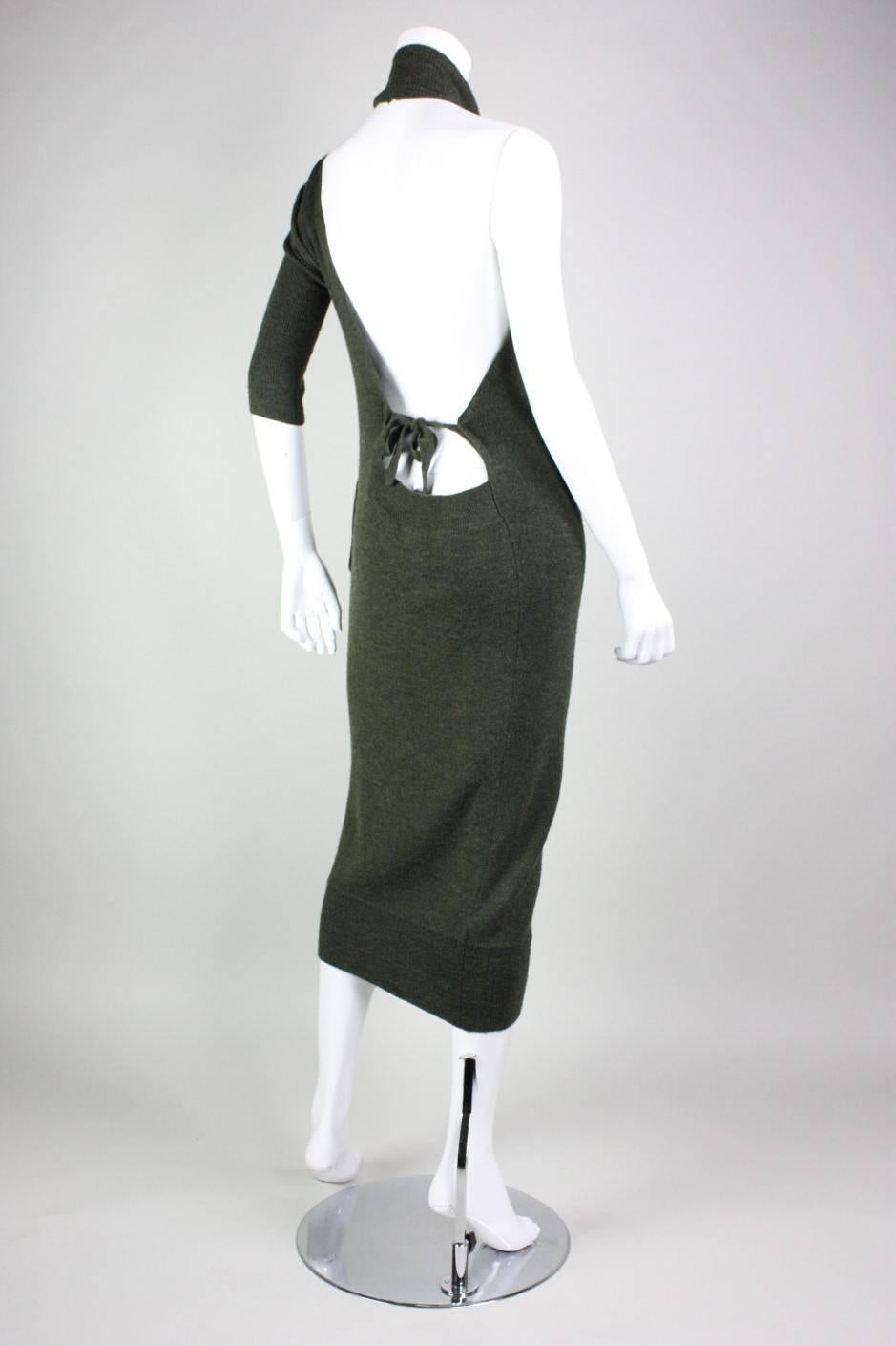 Yohji Yamamoto Asymmetrical Wool Knit Dress In Excellent Condition For Sale In Los Angeles, CA