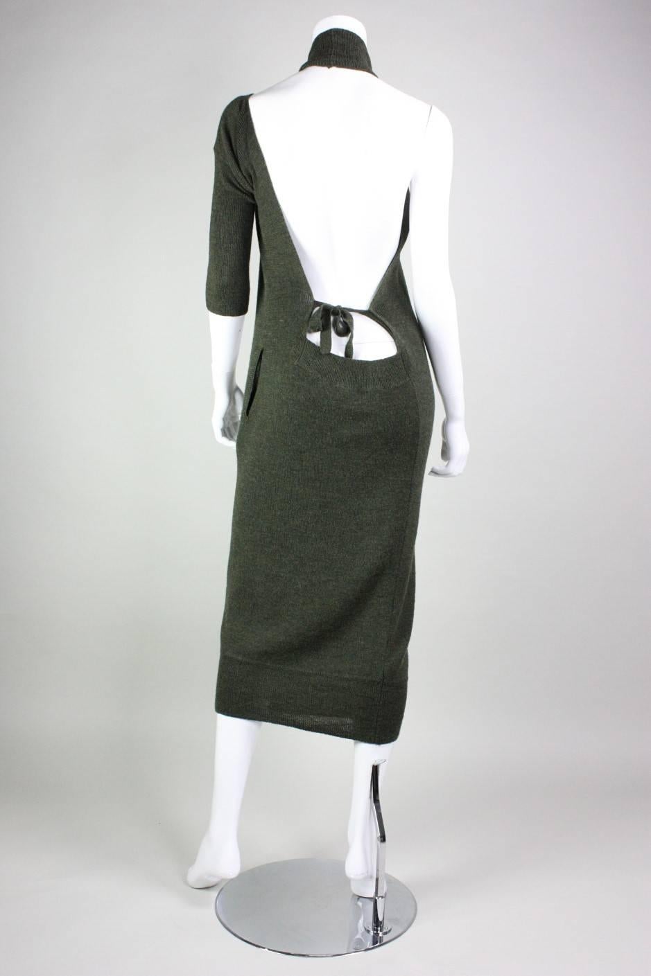 Women's Yohji Yamamoto Asymmetrical Wool Knit Dress For Sale