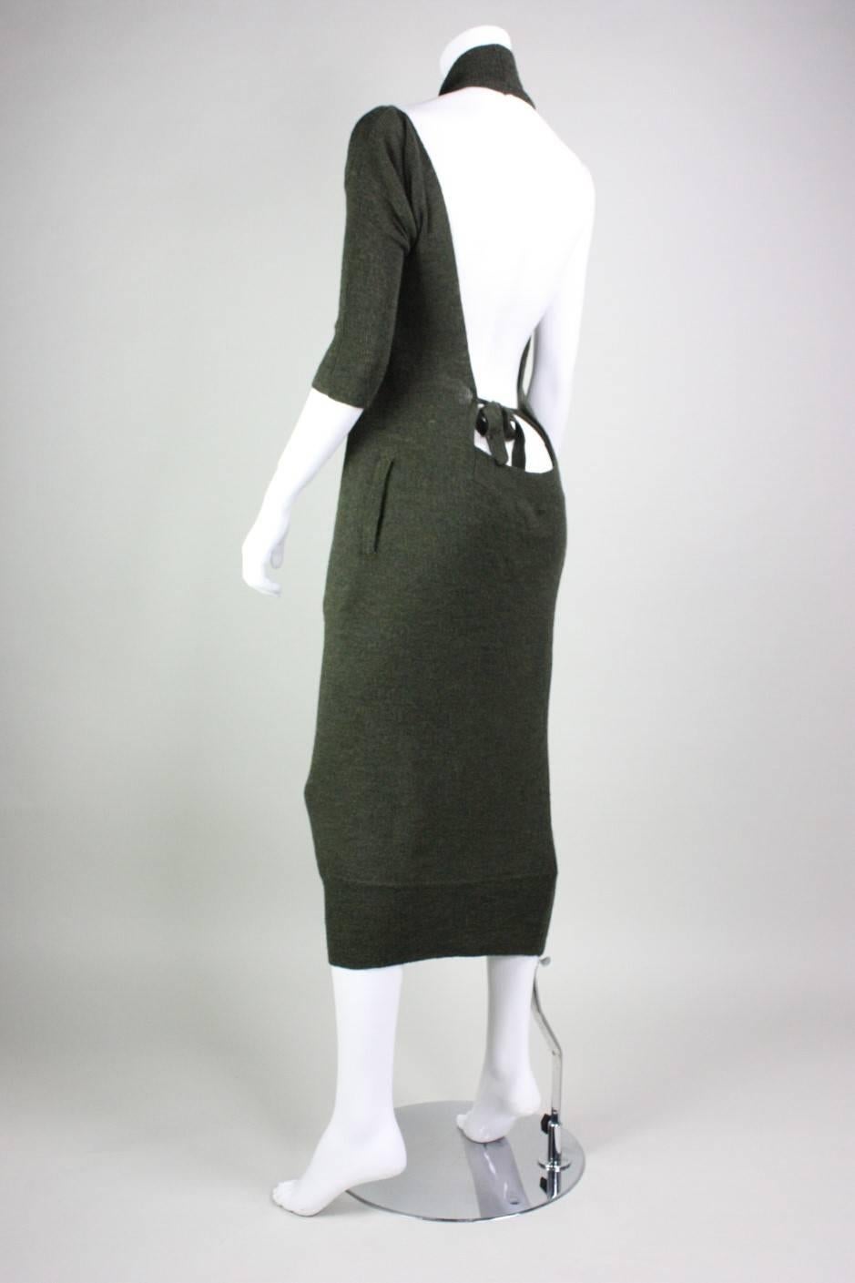 Yohji Yamamoto Asymmetrical Wool Knit Dress For Sale 1