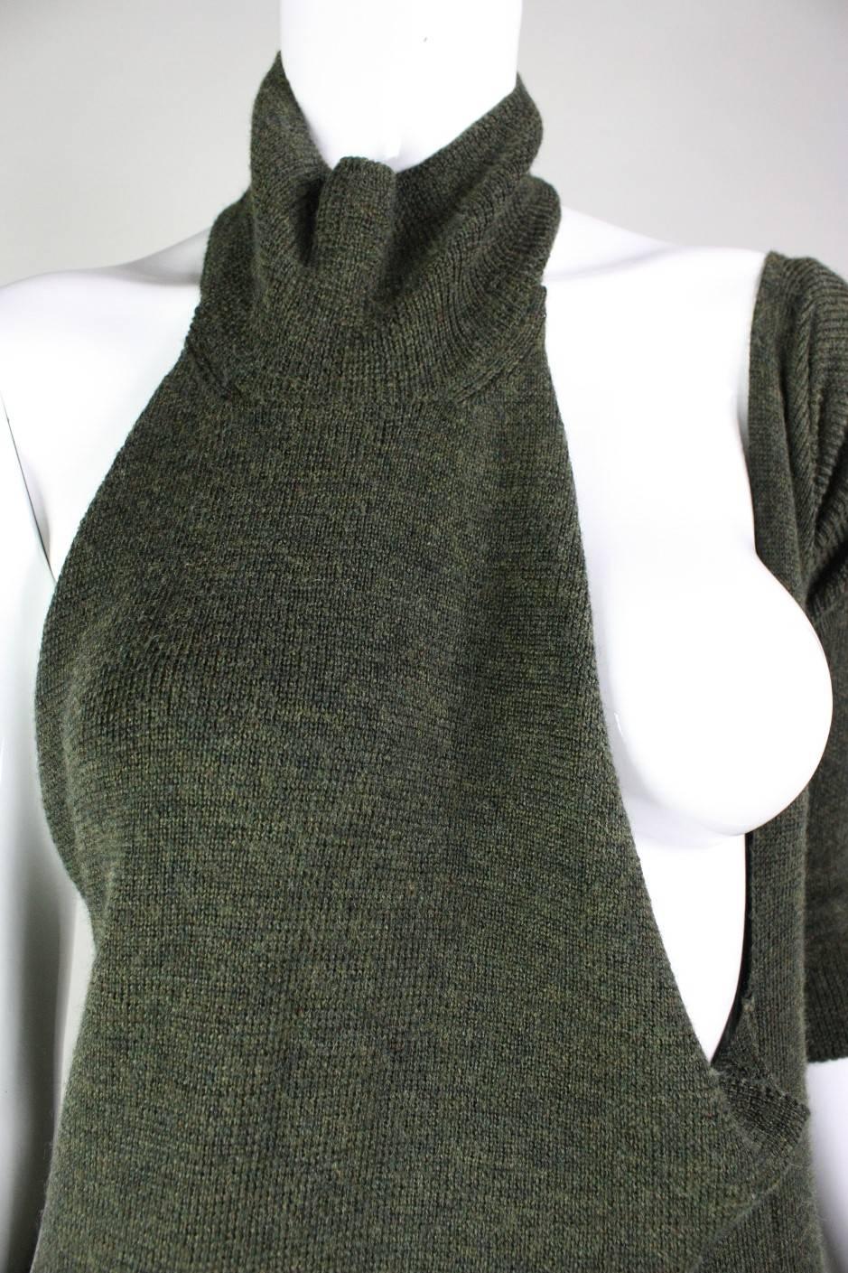 Yohji Yamamoto Asymmetrical Wool Knit Dress For Sale 2