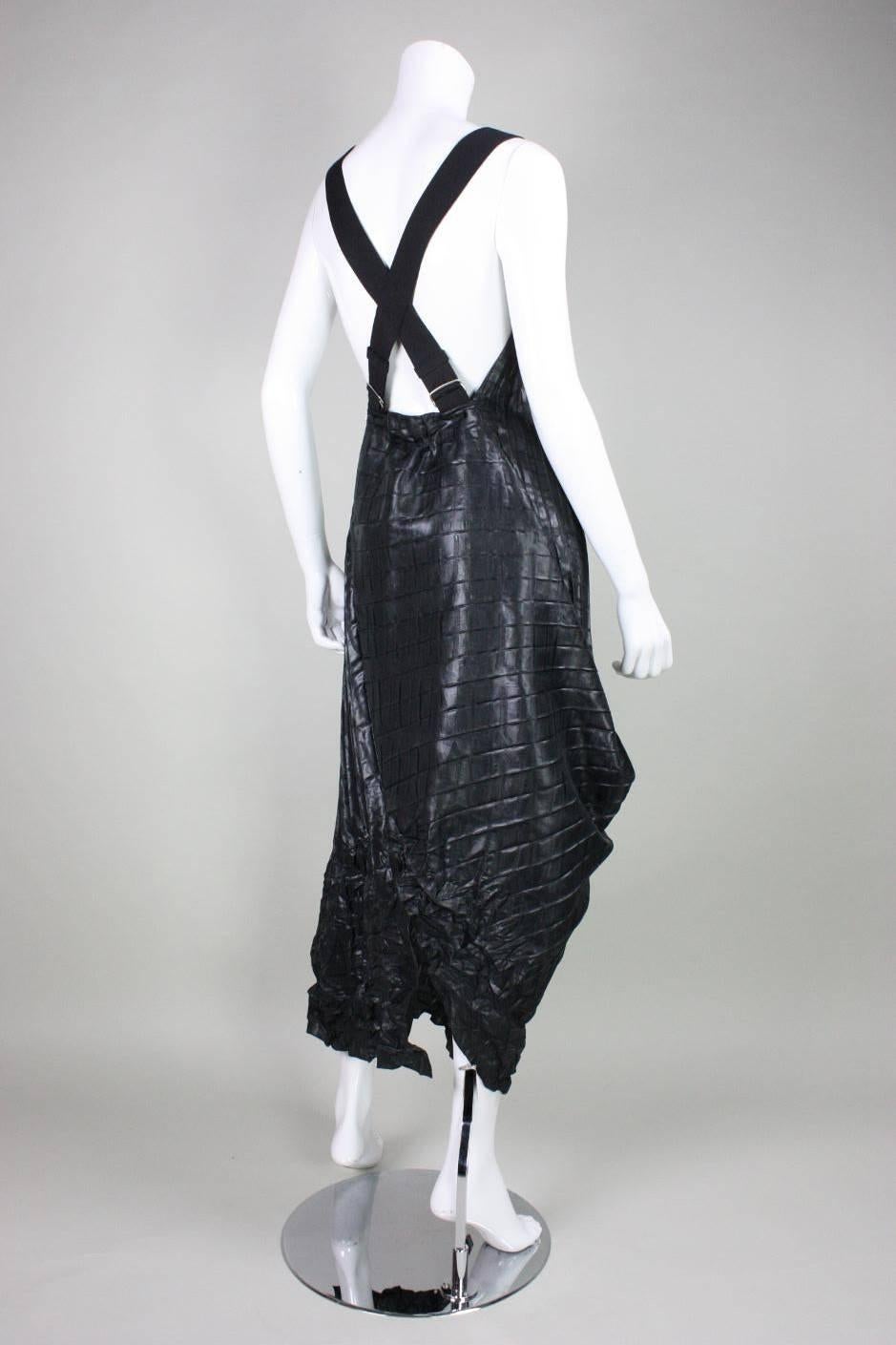 Black Marithe + Francois Girbaud Pleated Pinafore Dress For Sale