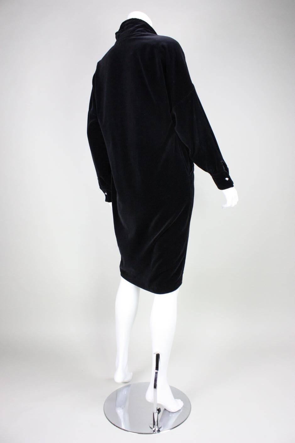 Women's Gianni Versace Black Velvet Cocktail Dress, 1980s  For Sale