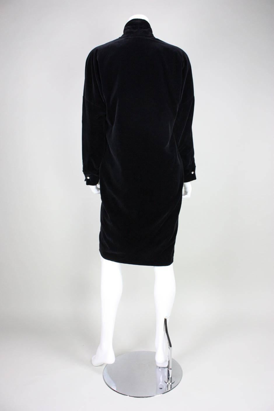 Gianni Versace Black Velvet Cocktail Dress, 1980s  For Sale 1