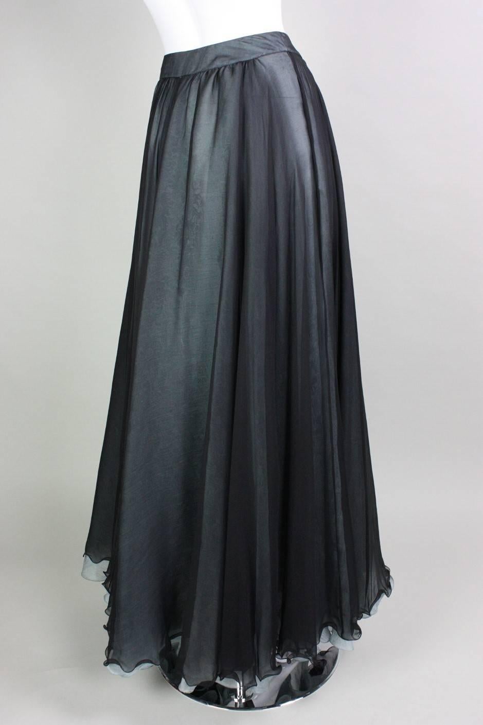 Giorgio Armani Double-Layered Silk Full Skirt In Excellent Condition In Los Angeles, CA