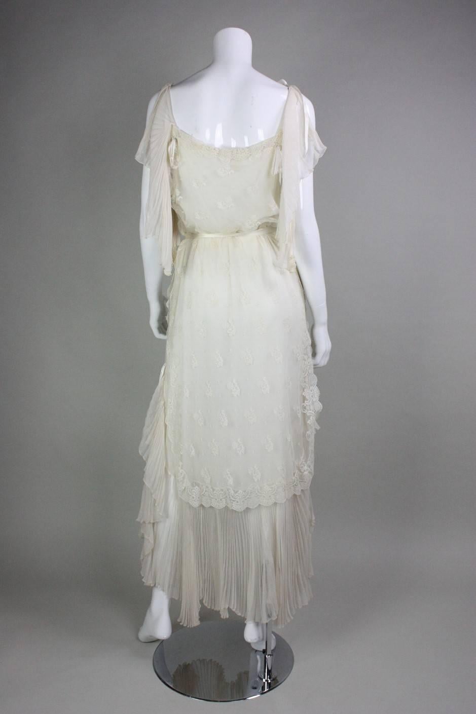 Women's Tan Giudicelli Ethereal Silk & Lace Gown For Sale