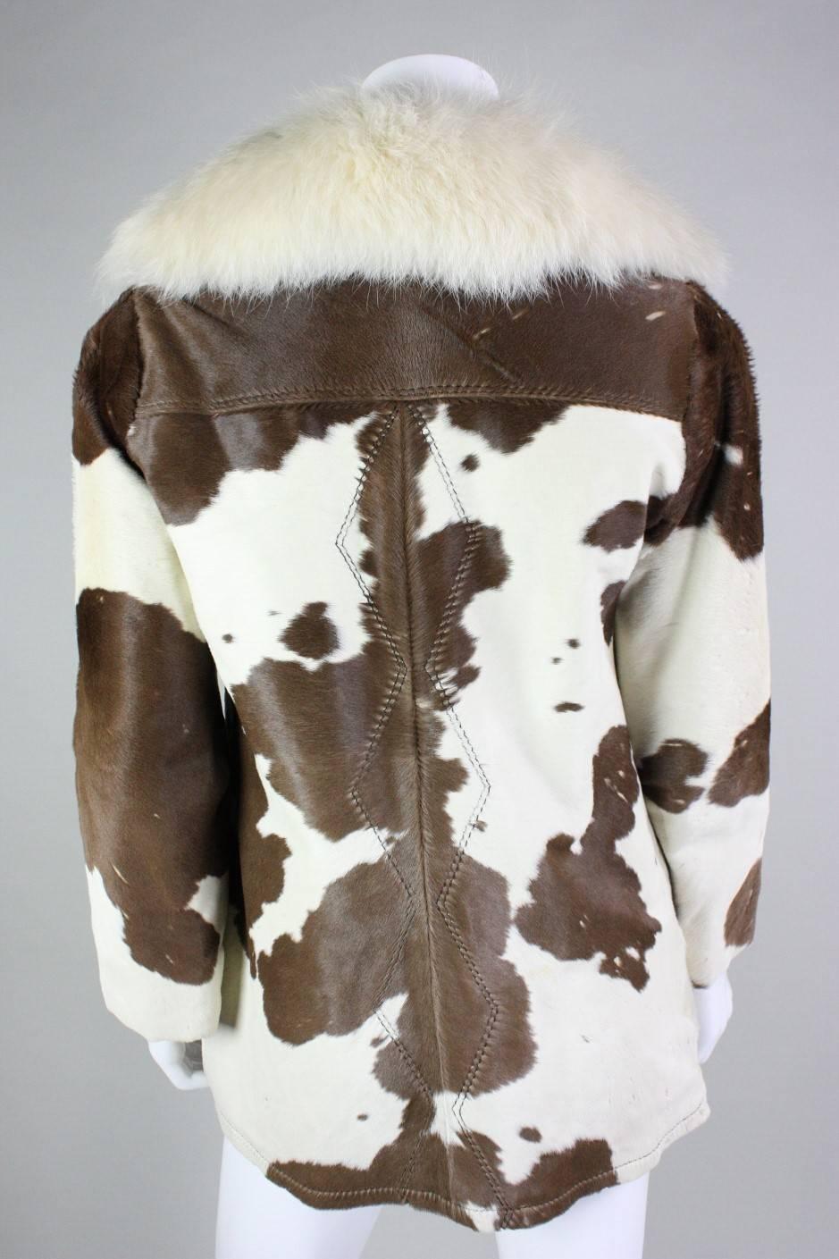 1970's Revillon Calfskin Jacket with Fur Collar In Excellent Condition For Sale In Los Angeles, CA