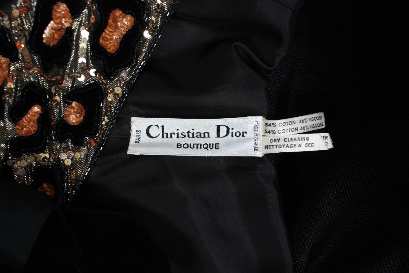1980's Christian Dior Leopard Printed Sequined Cocktail Dress For Sale 3