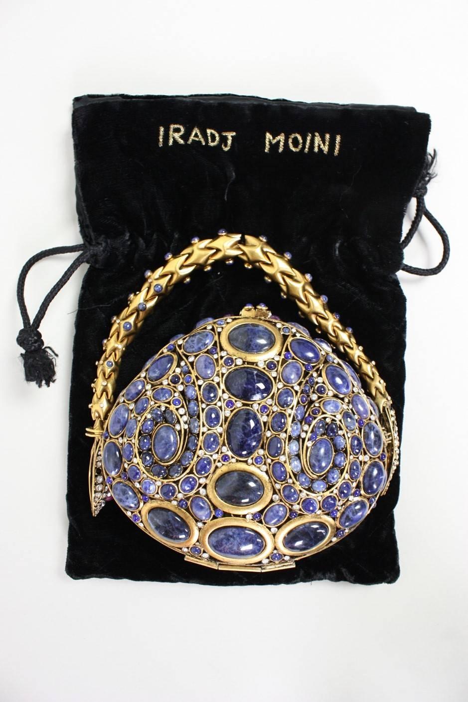 Iradj Moini Lapis Lazuli Cabochon & Rhinestone Handbag 5