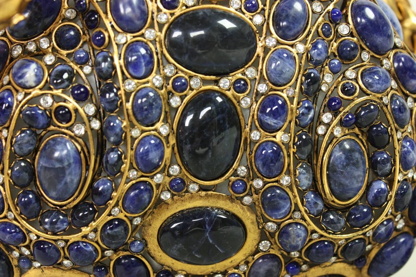 Iradj Moini Lapis Lazuli Cabochon & Rhinestone Handbag 2
