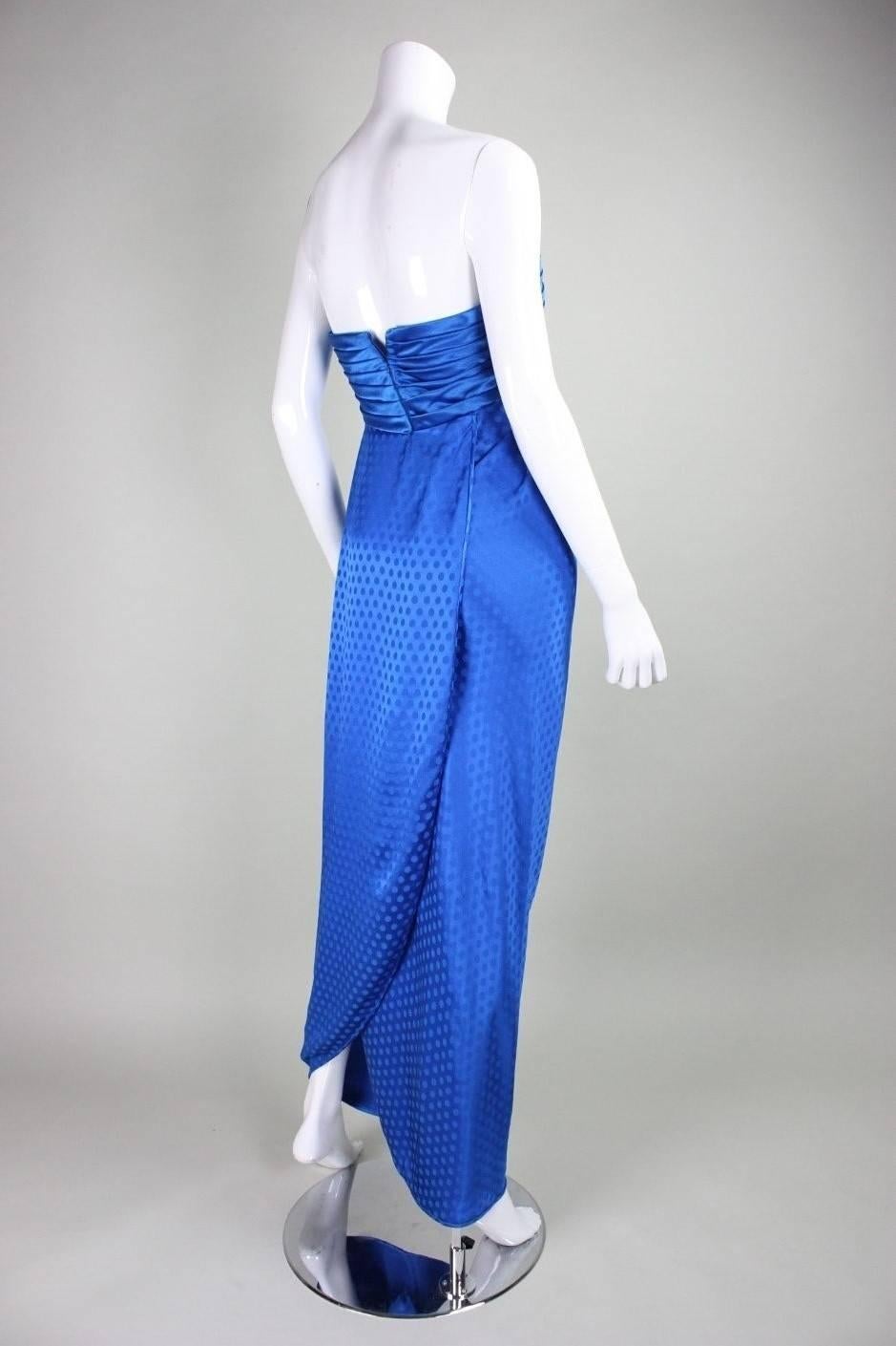 1980's Emanuel Ungaro Royal Blue Silk Gown For Sale 2