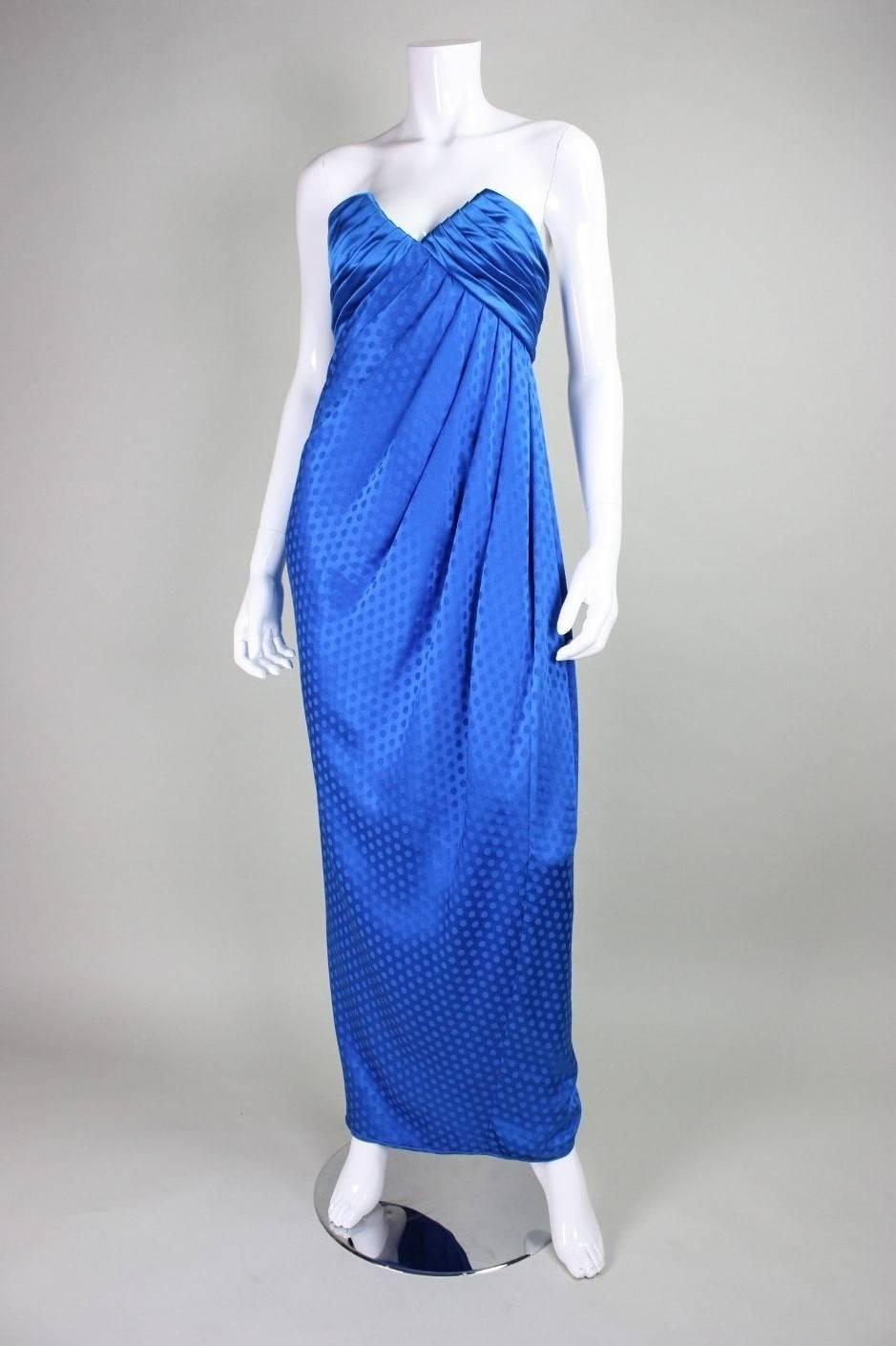 1980's Emanuel Ungaro Royal Blue Silk Gown In Excellent Condition For Sale In Los Angeles, CA