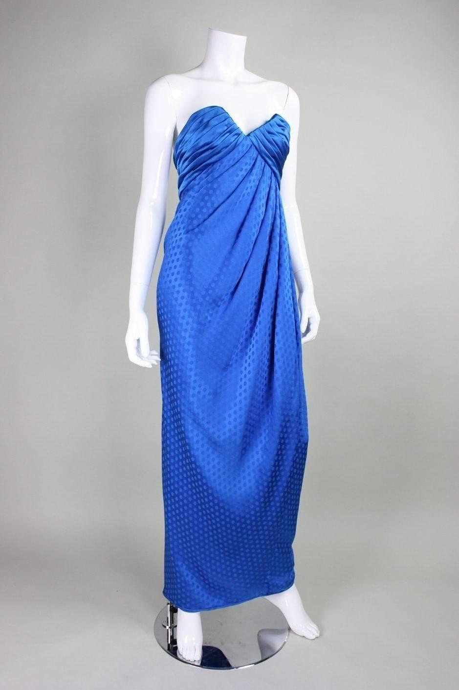 Women's 1980's Emanuel Ungaro Royal Blue Silk Gown For Sale