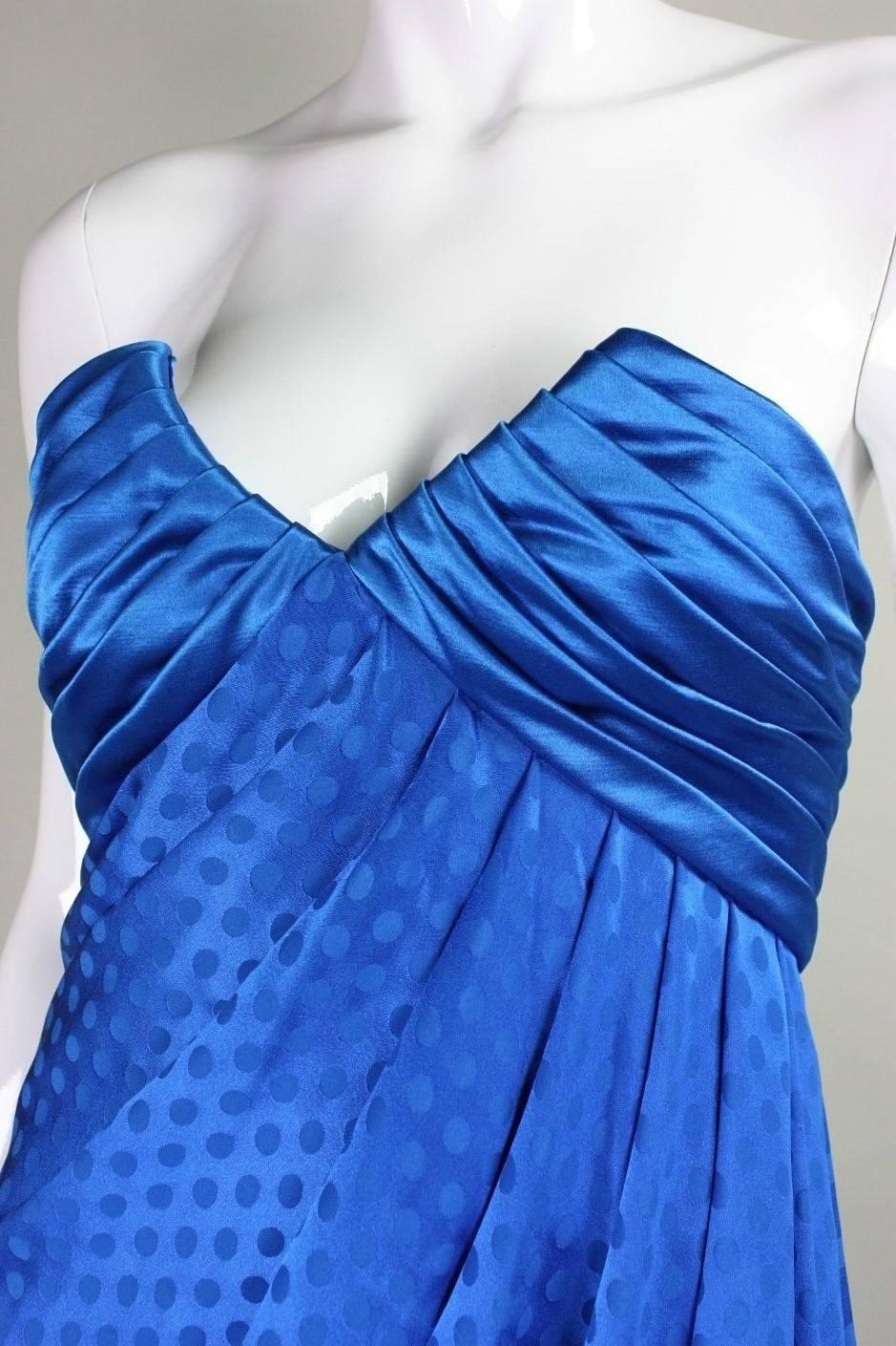 1980's Emanuel Ungaro Royal Blue Silk Gown For Sale 3