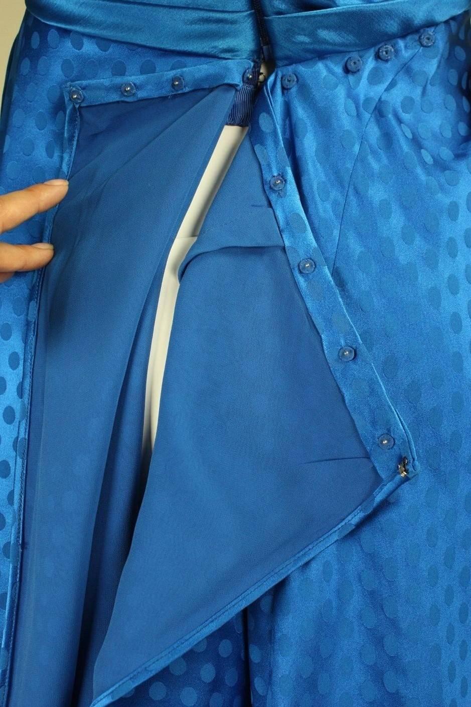 1980's Emanuel Ungaro Royal Blue Silk Gown For Sale 4