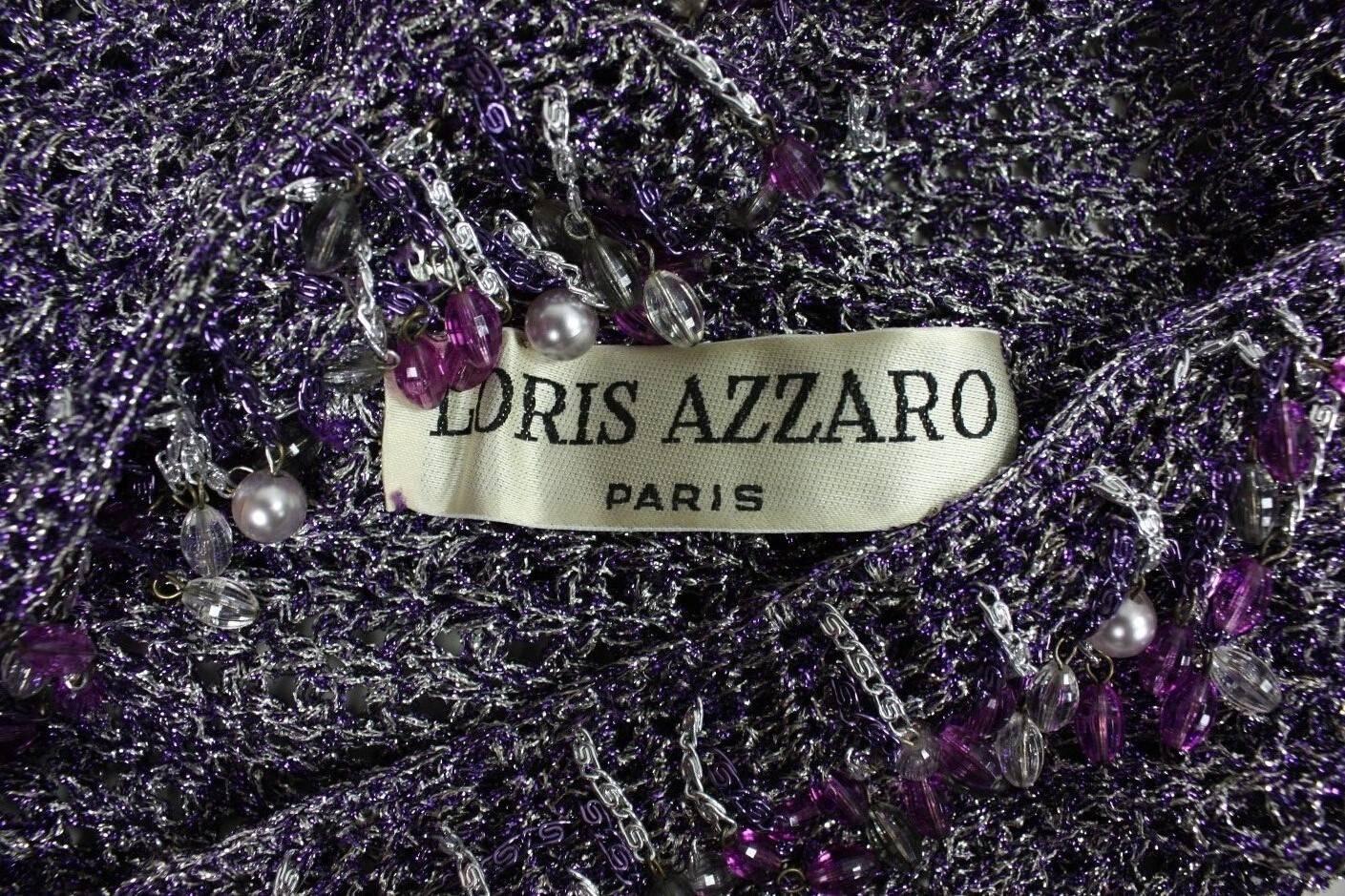 1970's Loris Azzaro Metallic Purple Sweater with Beaded Trim 3