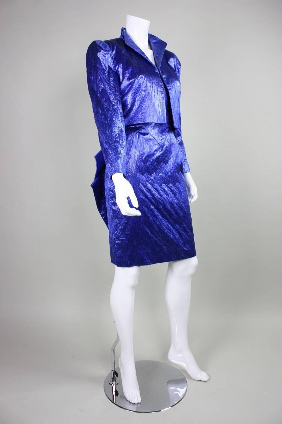 1980's Loris Azzaro Geometric Cocktail Dress & Jacket In Excellent Condition For Sale In Los Angeles, CA