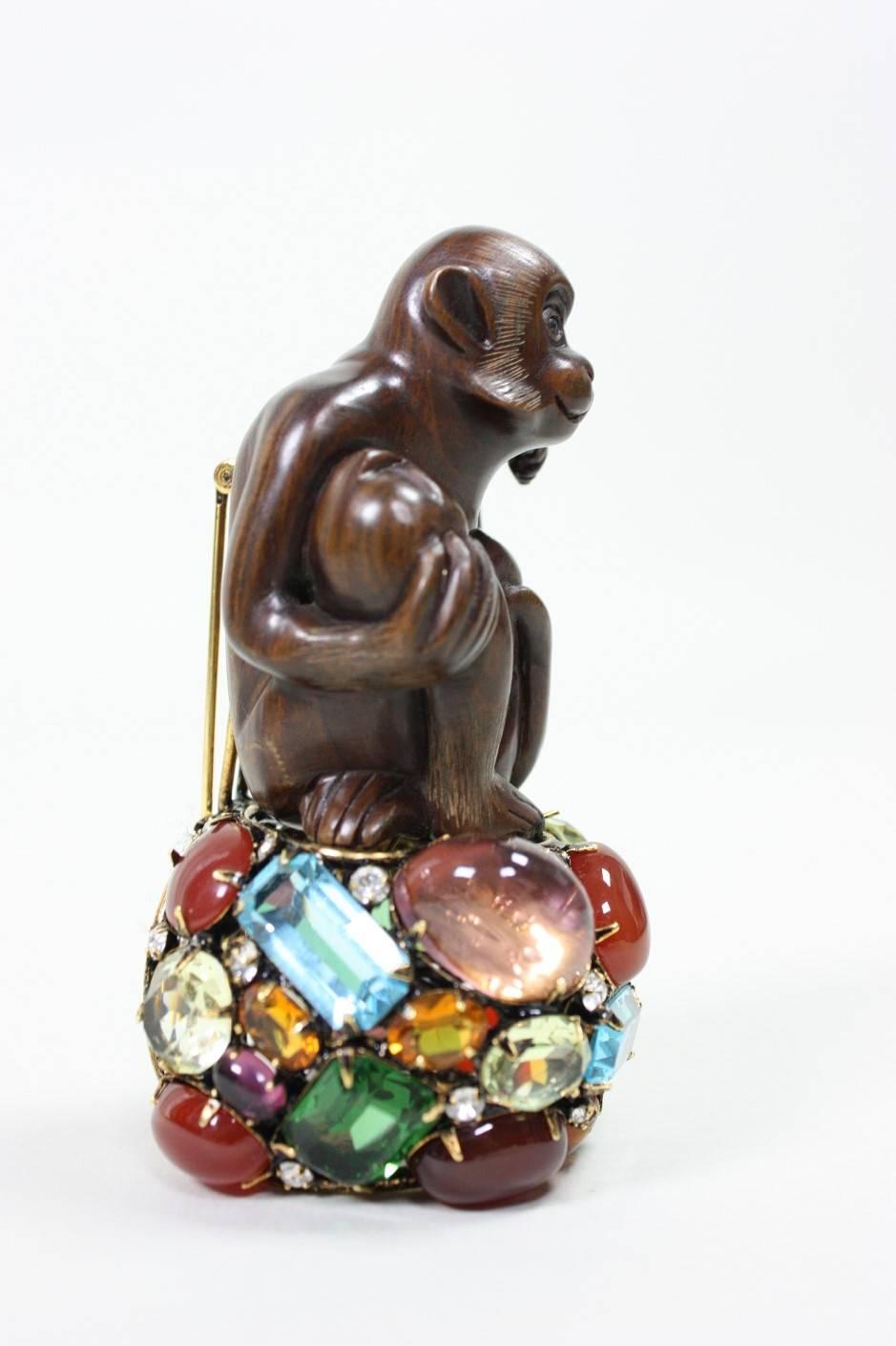 Iradj Moini Monkey Brooch In Excellent Condition For Sale In Los Angeles, CA