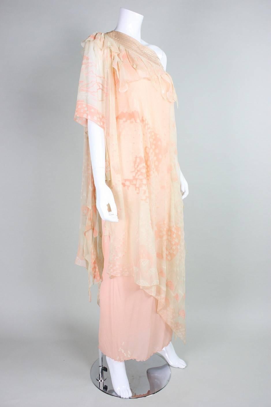 Women's 1970's Zandra Rhodes One-Shouldered Gown