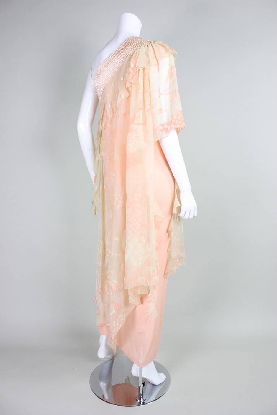 1970's Zandra Rhodes One-Shouldered Gown 1