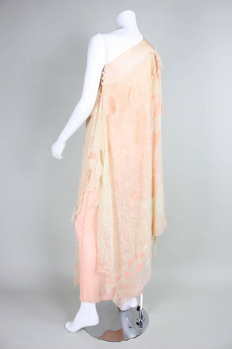 1970's Zandra Rhodes One-Shouldered Gown 3
