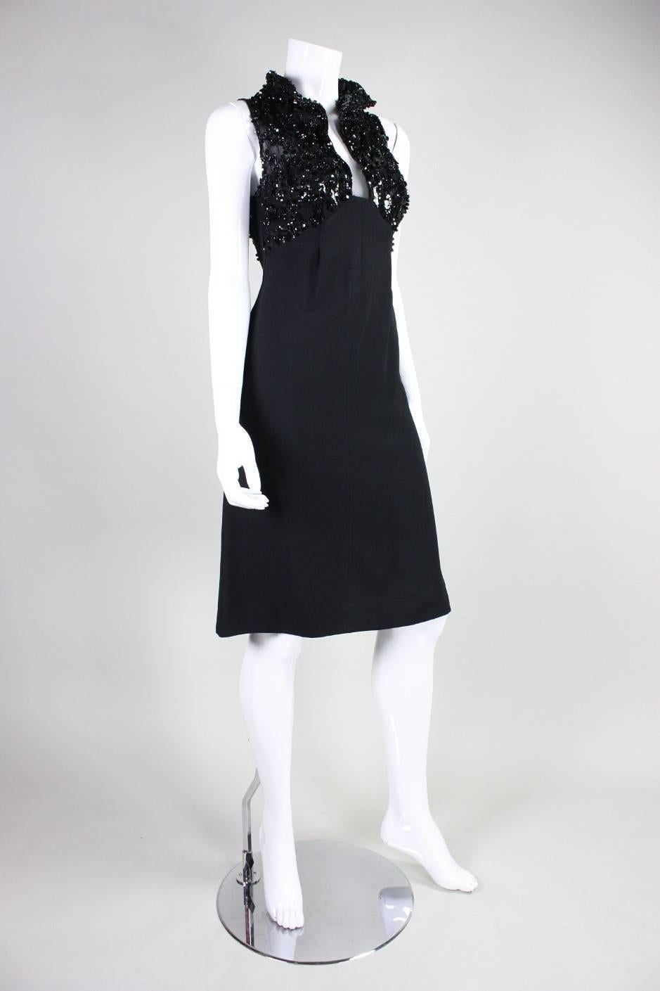Black 1960's Beaded Italian Cocktail Dress For Sale