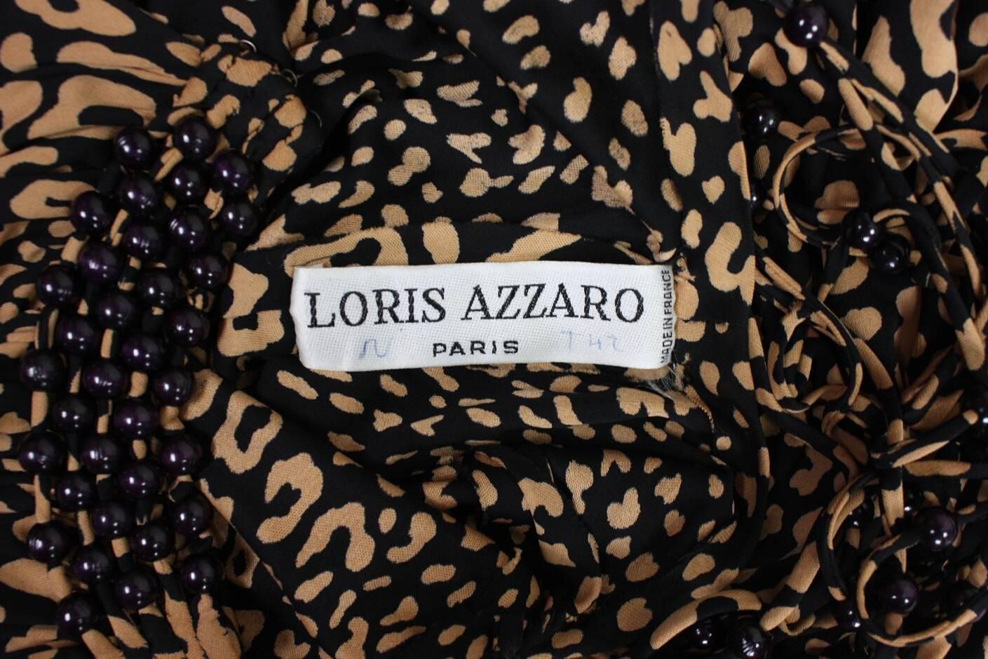 1970's Loris Azzaro Leopard-Printed Jersey Gown with Beaded Lattice Back 4