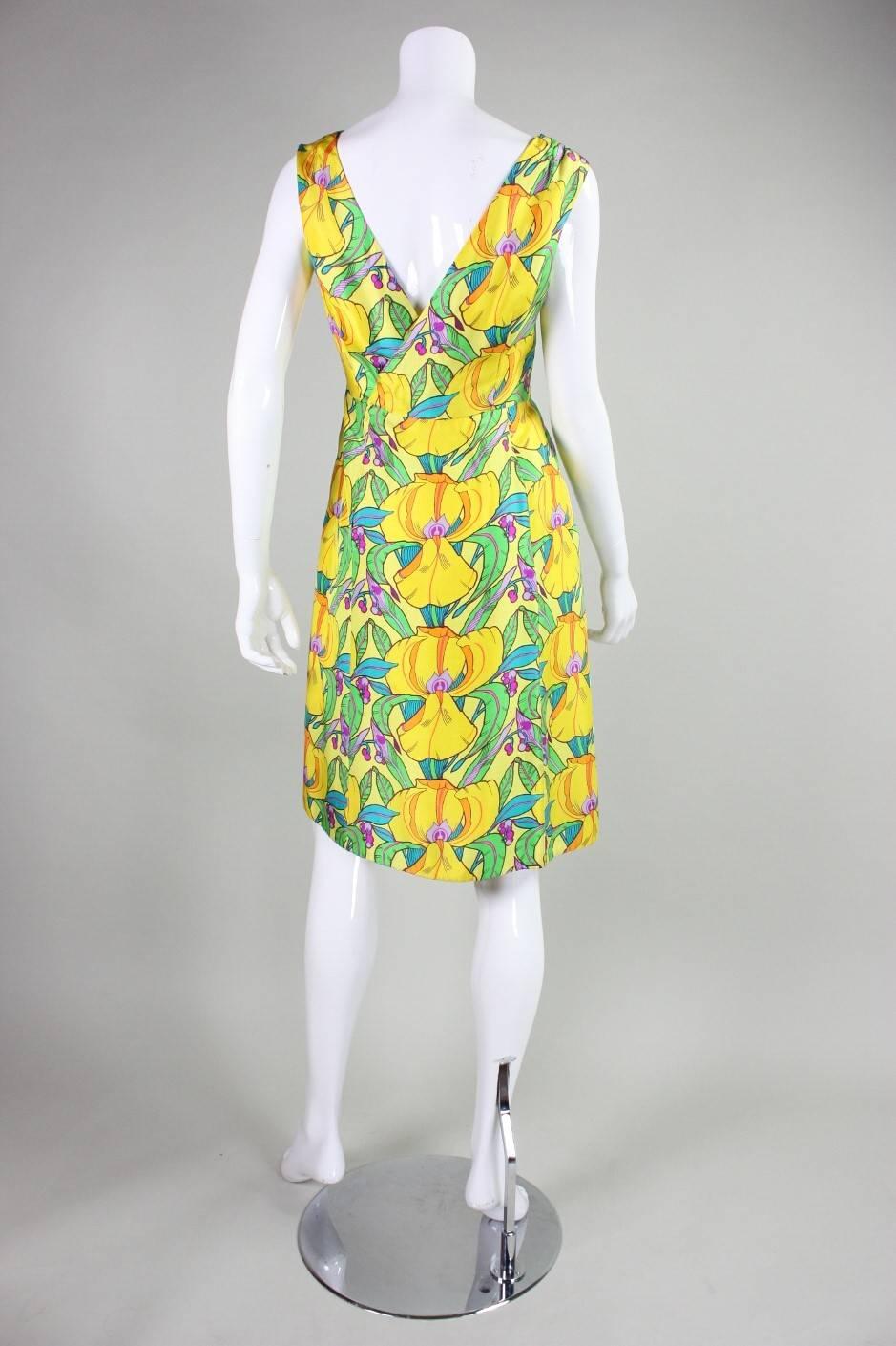 Women's 1960's La Mendola Yellow Silk Day Dress For Sale