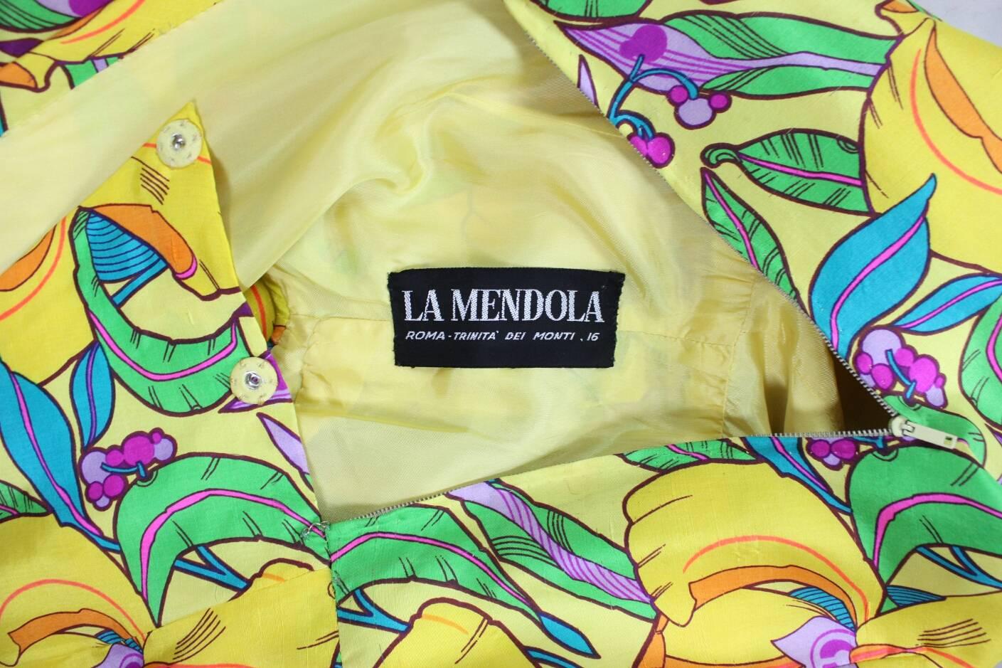 1960's La Mendola Yellow Silk Day Dress For Sale 2