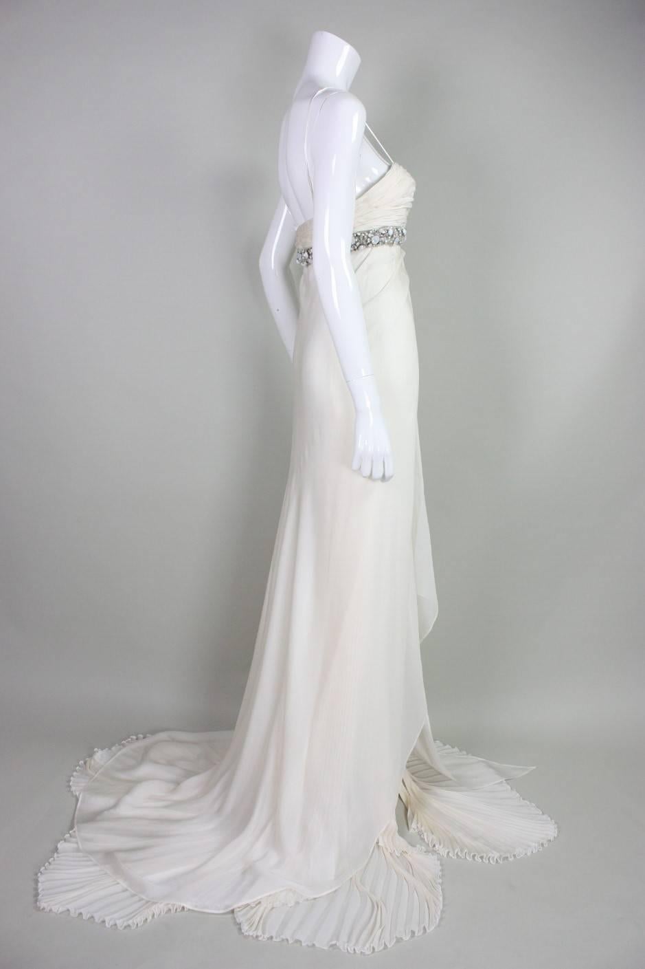 Roberto Cavalli Chiffon Goddess Gown In Excellent Condition For Sale In Los Angeles, CA